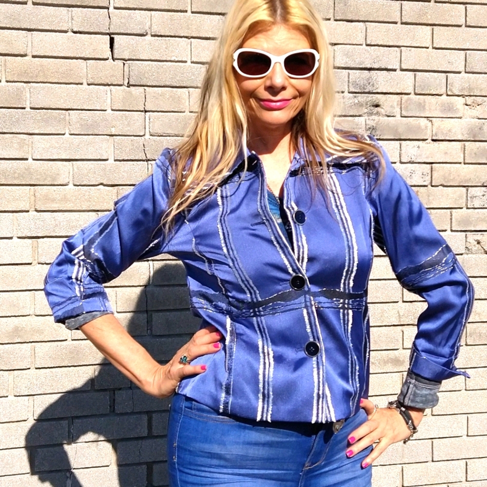Chico's New City Chic graphic print jacket small